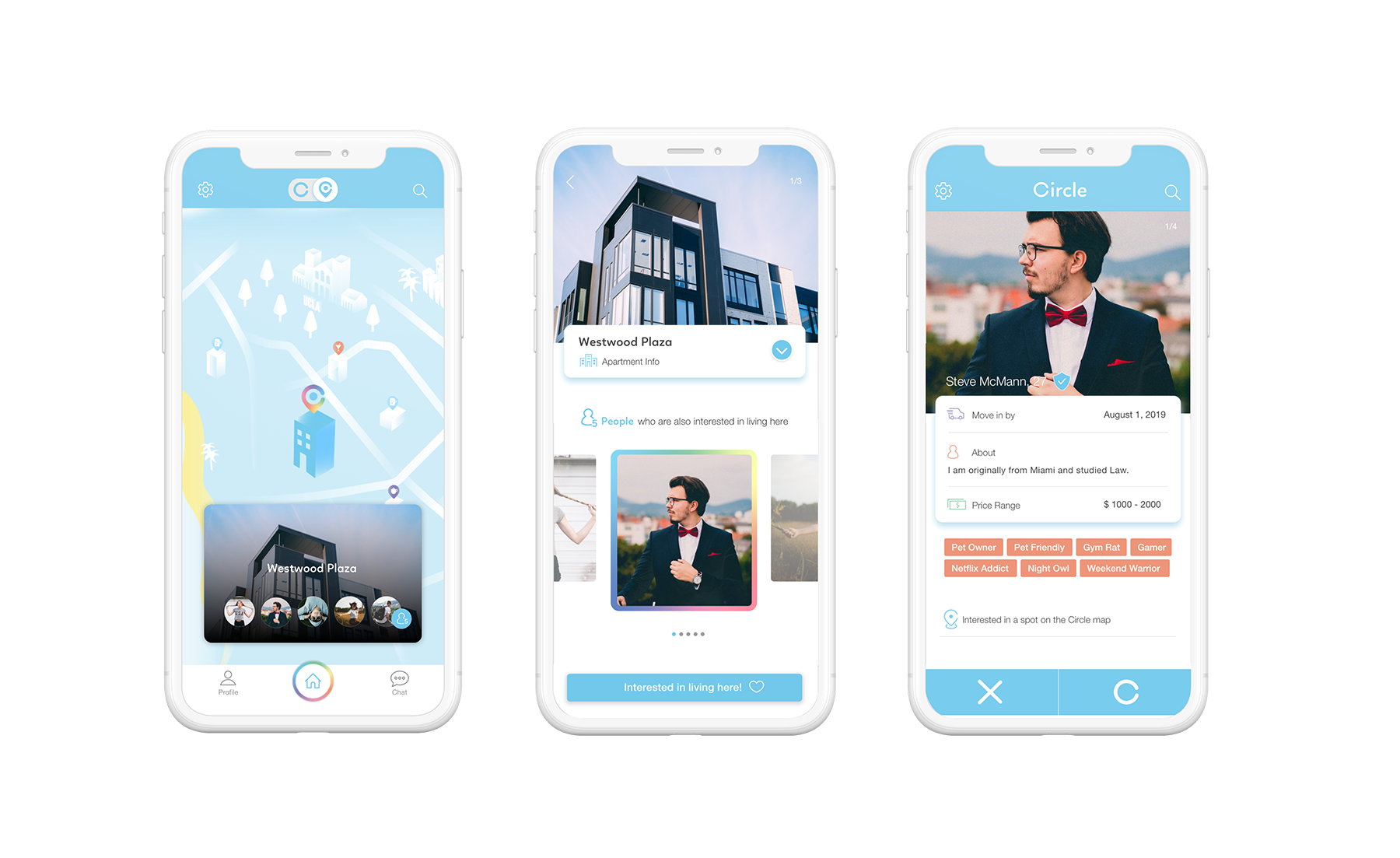 Circle for Roommates app mockups