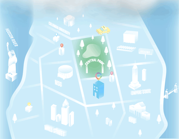 Animated map illustration of New York City